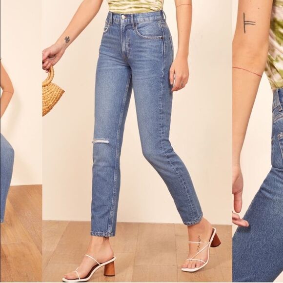 Reformation Julia High Waisted Cigarette Jeans Sonoma Destroyed color size 27 - Picture 1 of 12